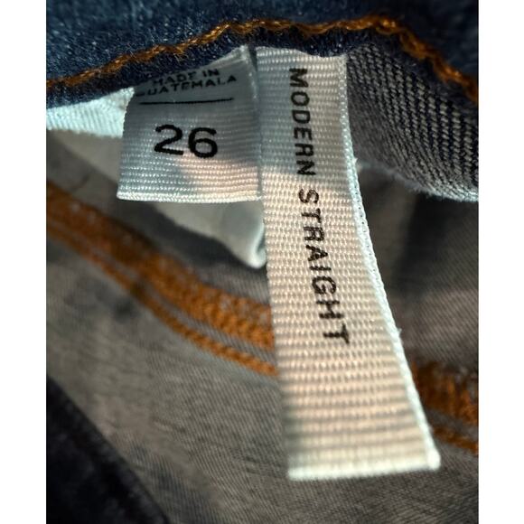 LOFT Modern Straight Jeans Distressed Raw Hem Cropped Women’s 26 EUC - Picture 4 of 4